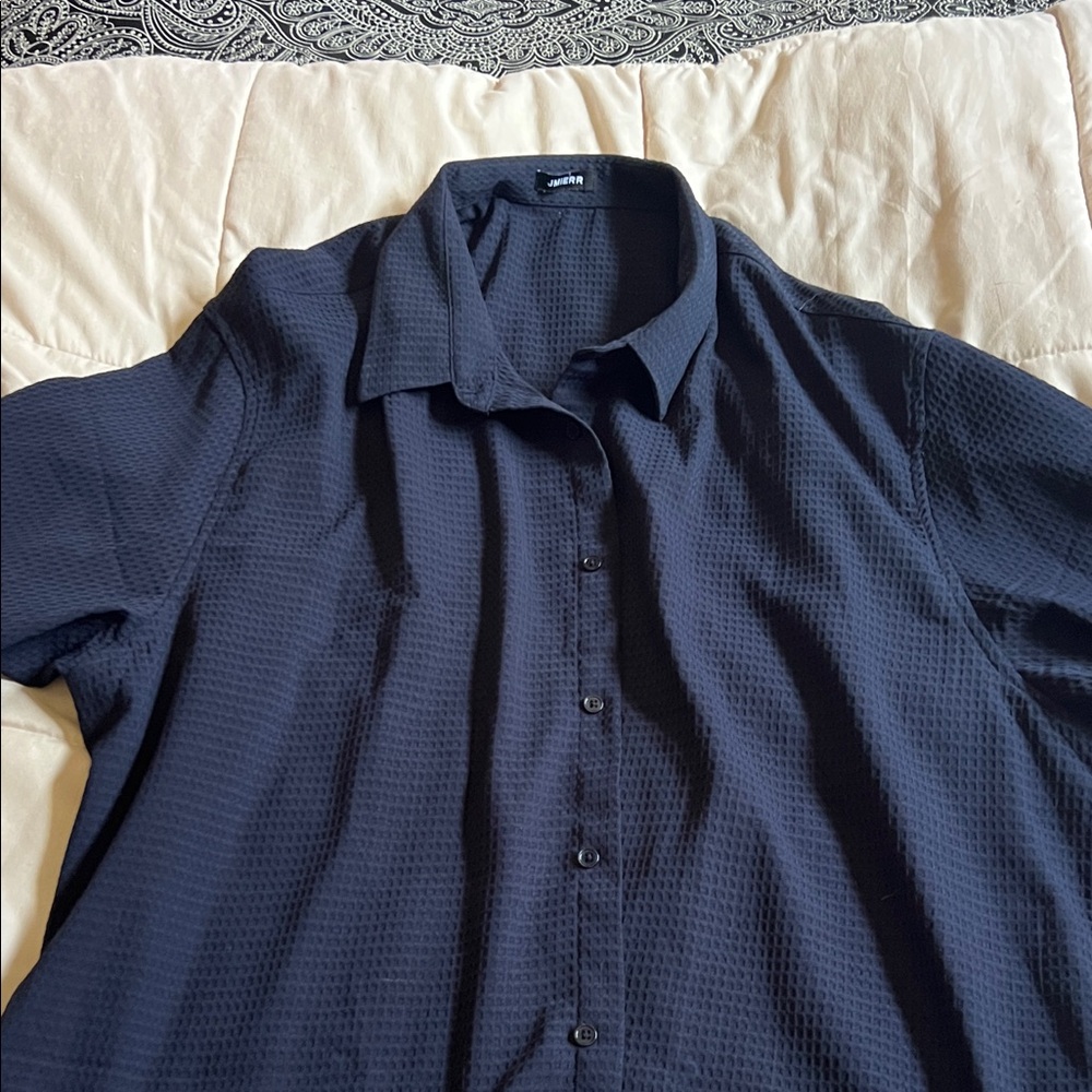 Men's Textured Short-Sleeve Button-Down Shirt - Black